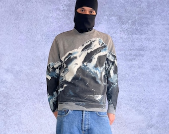 Sudadera con estampado de montaña de Hugo Boss - Cuello redondo de algodón gris, talla M