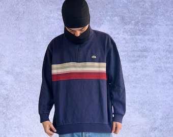 Jersey deportivo vintage Lacoste de algodón, con cremallera de 1/3, talla M, corte recto.