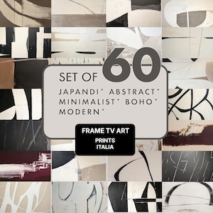 Arte para TV con marco Samsung, pintura abstracta bohemia neutra moderna, arte para TV con marco en tonos neutros, arte Japandi para TV con marco, descarga digital (juego de 60)