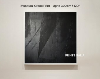 【20x39cm】作家物 額装品「黒い炎」現代アート 真作 モノクロ 抽象画 忙しい抽象画 | ヴィンテージの回転可能な絵画 | 暗い人物の形 | 黒人