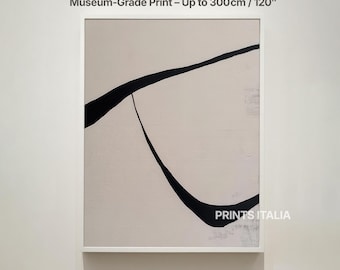 Große beige abstrakte Linie Kunstdruck | Japandi Home Decor (Digitaler Download)