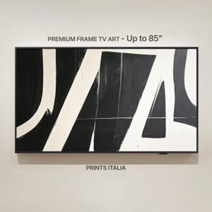 Arte para TV con marco Samsung, pintura abstracta neutra negra, arte en tonos neutros para TV con marco, arte moderno Japandi con un toque melancólico para TV con marco, descarga digital