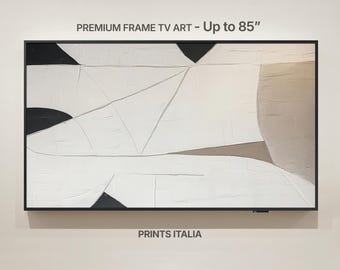 Abstract Beige & Black Frame TV Art - Modern Japandi Digital Download