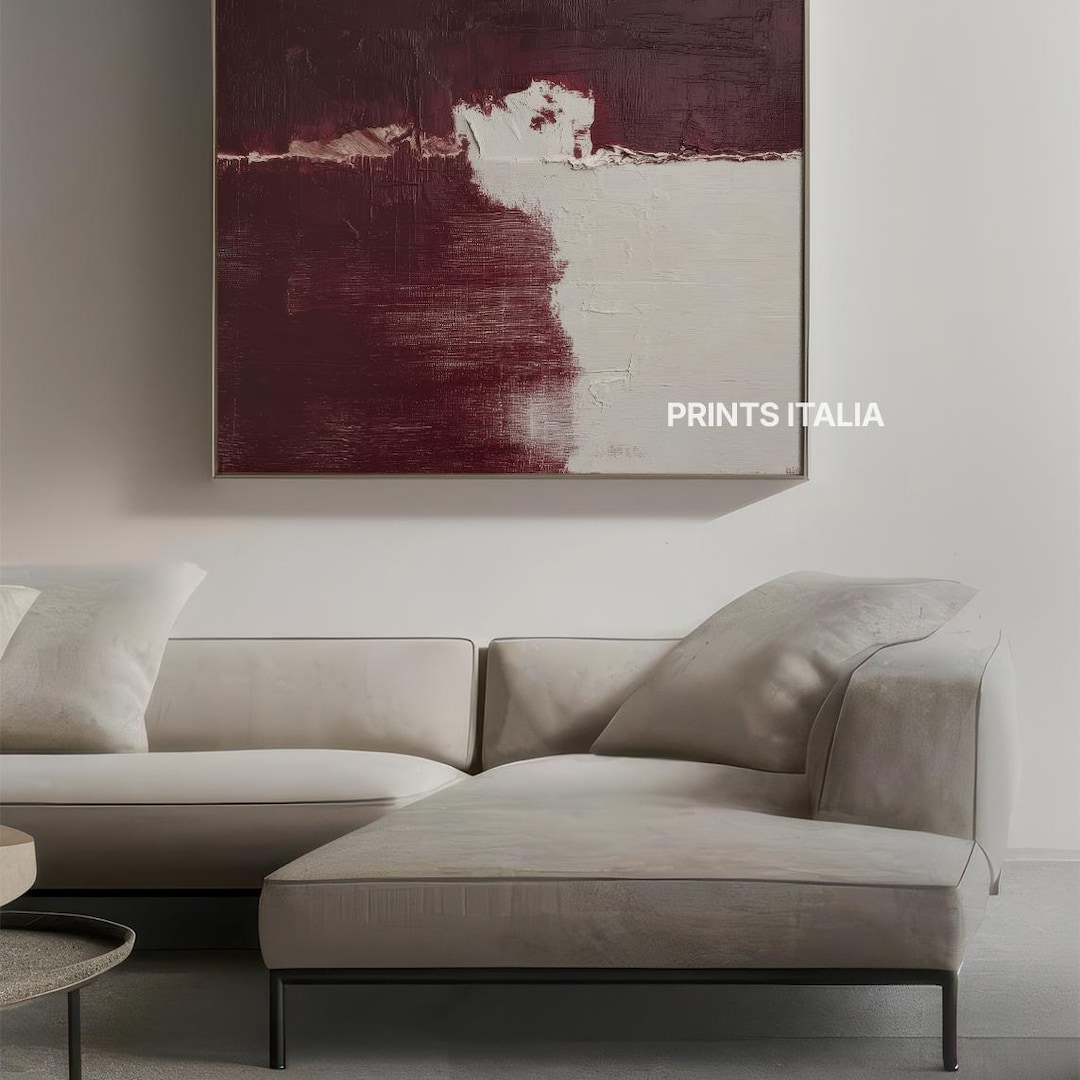 Burgundy Beige Abstract Wall Art – Modern Minimalist Print (digital ...