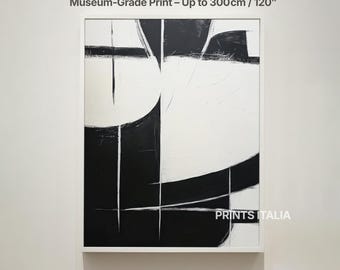 Black and White Abstract Art Print - Modern Geometric Wall Decor (Digital Download)