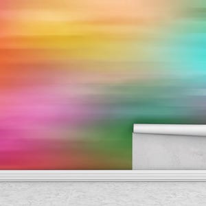 Rainbow abstract gradient wallpaper, colorful modern wall mural for living room, kids room or office, bright artistic wall decor