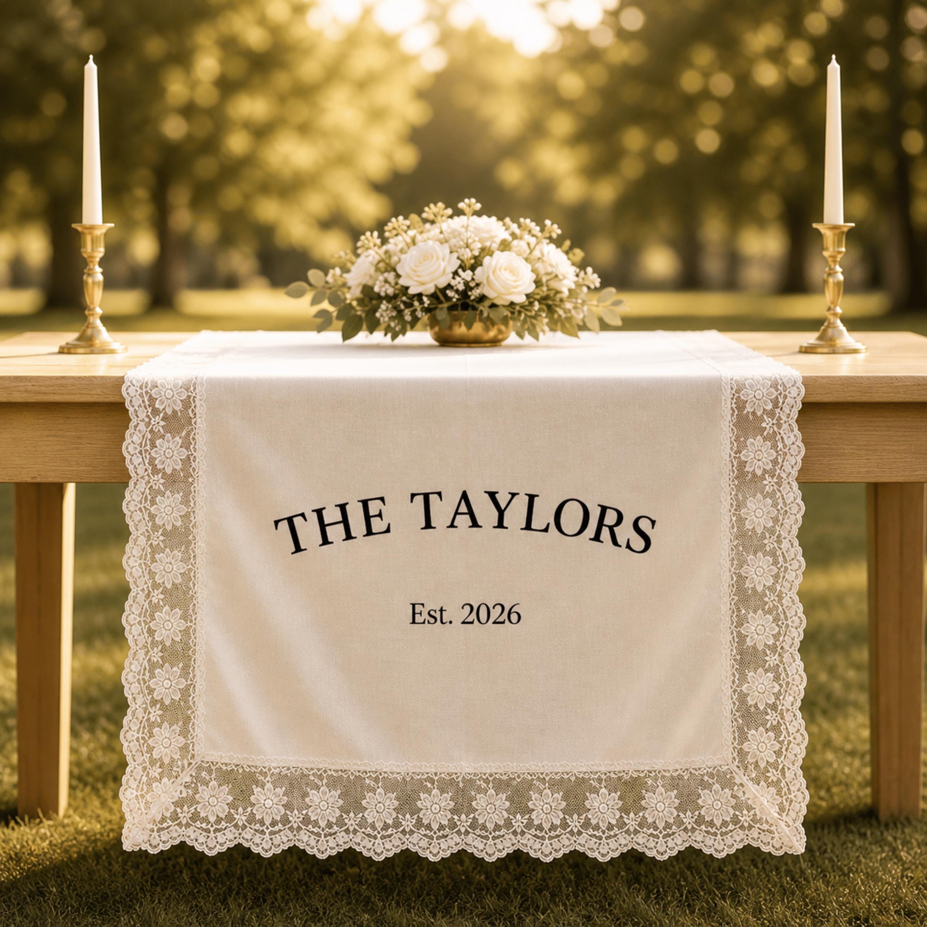 Personalized Lace Wedding Table Runner