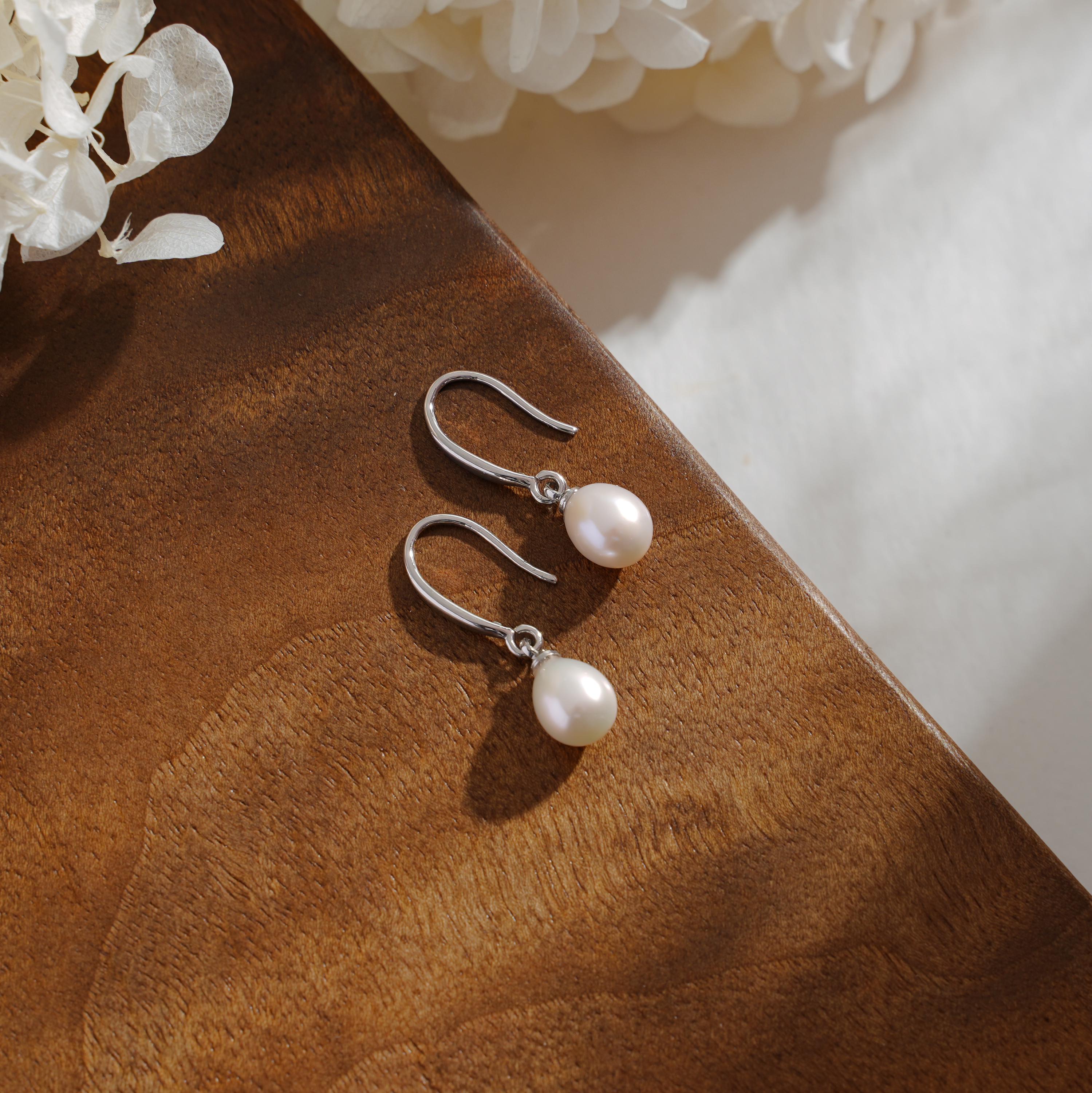 Orecchini Con Perle Tonde Piatte Grigie Con Perno E Argento Sterling - Foto 11