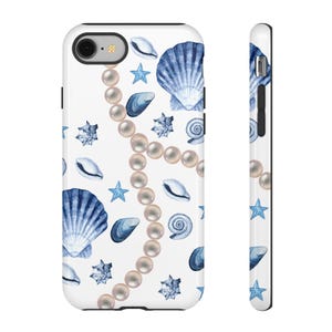 Ocean Inspired Phone Case Nautical Beach Lover Gift Shell and Pearl Design Summer Accessory Coastal Decor Fun Trendy Case