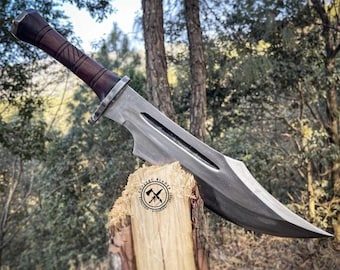 Cuchillo Bowie de supervivencia hecho a mano a medida / Hoja de acero al carbono de 48 cm / Regalo de cuchillo de caza para hombres