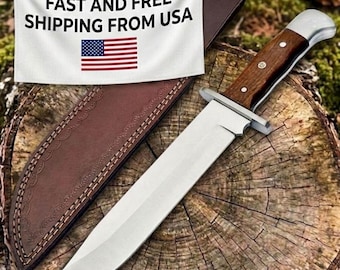 Cuchillo Bowie grande D2 hecho a mano, cuchillo de hoja fija, utilizado para bushcraft, actividades al aire libre y como cuchillo de camping - Cuchillo de supervivencia El mejor regalo Envío gratis