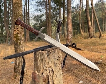 Keltisches Blatt Blatt 80 cm Handgemachte Klinge aus 5160 Carbonstahl | Mittelalterliches Schwert | Jagd Camping Schwert | Geschenk für Ihn | Sammler Schwert