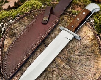 Handmade D2 Large Bowie Knife , Fixed Blade Knife, used for Bushcraft, Outdoor, and as a Camping Knife - Survival knife Best gift Free Ship