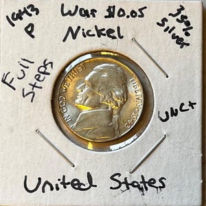 1943 P Jefferson War Nickel - Full Steps, Brilliant Uncirculated