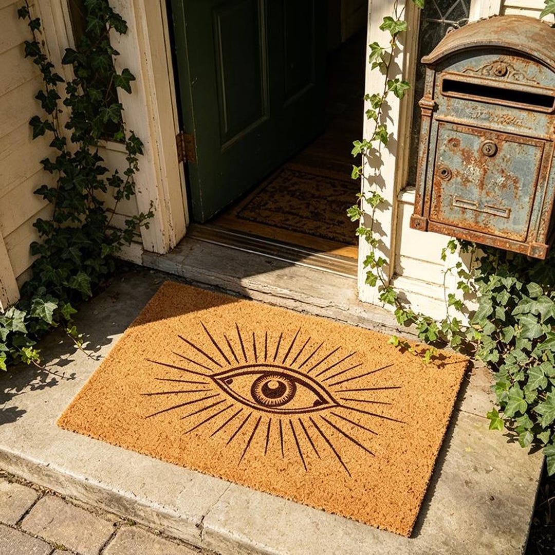 Protection Rune Doormat Evil Eye Doormat Boho Celestial Welcome Mat | Spiritual Protection ...