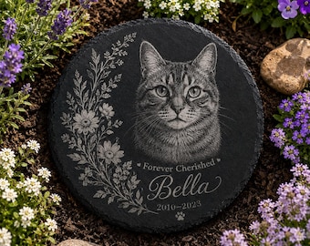 Personalized Cat Memorial Stone,Custom Pet Memorial Garden Marker,Cat Loss Sympathy Gift,Engraved Pet Grave Marker, Remembrance Garden Decor