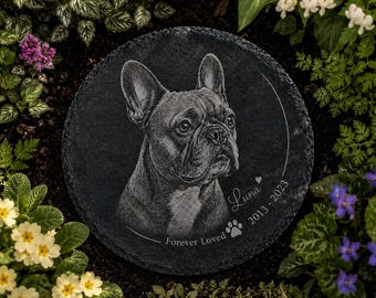 Personalized Dog Memorial Garden Stone, Custom French Bulldog Memorial Plaque, Pet Loss Sympathy Gift, Rainbow Bridge Dog Memorial Stone