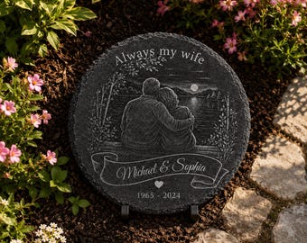 Personalized Memorial Garden Stone for Wife, Custom Wife Memorial Plaque,Sympathy Loss Gift, Personalized Grave Marker, Forever Loved Garden