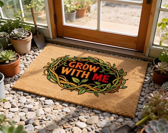 Grow With Me Doormat,Greenery Doormat,Floral Doormat,Housewarming Gift,Floral Garden Welcome Mat,Floral Front Porch Decor,New Home Gift