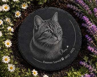 Personalized Cat Memorial Garden Stone, Custom Pet Memorial Plaque, Sympathy Gift for Cat Loss, Outdoor Memorial Stone, Rainbow Bridge Cat