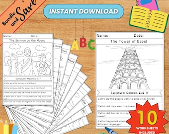 Bible Activity Coloring Worksheets for Kids | Sunday School Printables | Church & Homeschool Bible Study PDF