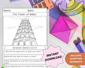 Coloring Page Printable, Bible Story Worksheet for Kids, Sunday School Craft, Christian Homeschool Activity