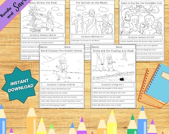 Bible Story Coloring Worksheets for Kids | Sunday School Printable PDF | Church & Homeschool Bible Study Activities