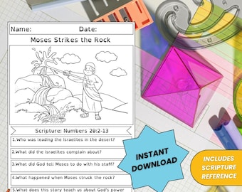 Bible Story Worksheet for Kids, Coloring Page Printable, Sunday School Activity, Christian Homeschool Lesson