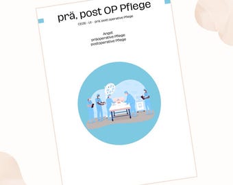 Pre- & Postoperative Care - Nursing Training Study Sheet - digital PDF