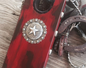 Large Rustic Red Bootjack with Concho