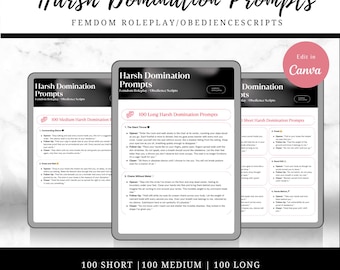 300 Pure Harsh Domination Prompts | Kurze, mittlere und lange Kommandozeilen | Digitaler PDF-Download