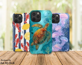 Kawaii Sea Life Soft Phone Case | Ocean Turtle Jellyfish Lobster Cover | Nautical Aesthetic Case | Gift for Her | iPhone Samsung Case
