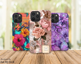 Aesthetic Phone Case, Cute Floral iPhone Case, Butterfly Samsung Case, Colorful Girly Phone Cover, Trendy Artistic Case