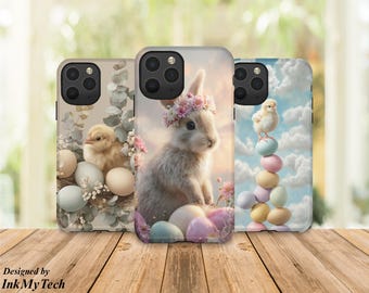 Easter Bunny Phone Case, Cute Bunny Rabbit Phone Case, Pastel Spring Aesthetic Phone Cover, Easter Chick iPhone Case, Gift for Her Kids