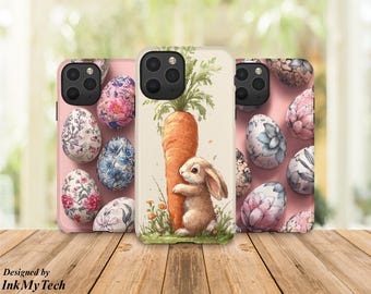 Easter Bunny Phone Case, Cute Bunny Rabbit Phone Case, Spring Carrot Bunny Phone Cover, Pastel Easter Egg Phone Case, Gift for Her Kids