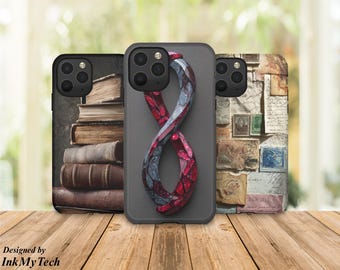 Vintage Book Phone Case, Infinity Symbol iPhone Case, Literary Aesthetic Cover, Retro Letters Collage Phone Case, Book Lover Gift Idea