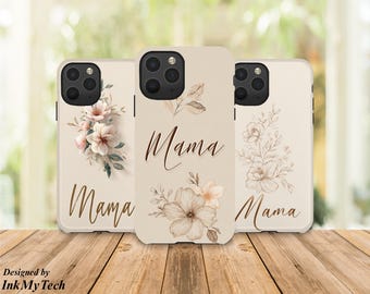 Mother’s Day Phone Case, Mama Phone Case, Gift for Mom, Personalized Style Floral Case, Aesthetic Minimalist Flower Cover, Gift for Her
