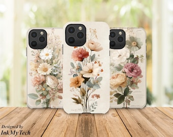 Mother’s Day Phone Case, Floral Phone Case Gift for Mom, Elegant Flower Phone Cover, Aesthetic Botanical Case, Vintage Case, Gift for Her