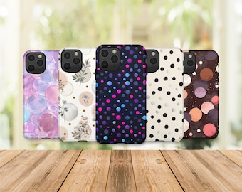 Polka Dot Phone Case, Colorful Dot iPhone Case, Cute Pattern Samsung Case, Aesthetic Polka Dots Phone Cover, Trendy Minimalist Phone Case