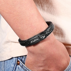 Spersonalizowana bransoletka z prochami zwierzaka, spersonalizowana skórzana bransoletka z urną, spersonalizowana bransoletka z prochami po kremacji, grawerowana urna pamiątkowa, prezent z okazji straty zwierzaka