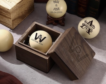 Custom Billiard Cue Ball with Gift Box – Personalized Pool Ball Gift for Dad, Groomsman, Billiards Lover, Father's Day Gift, Wedding Gift