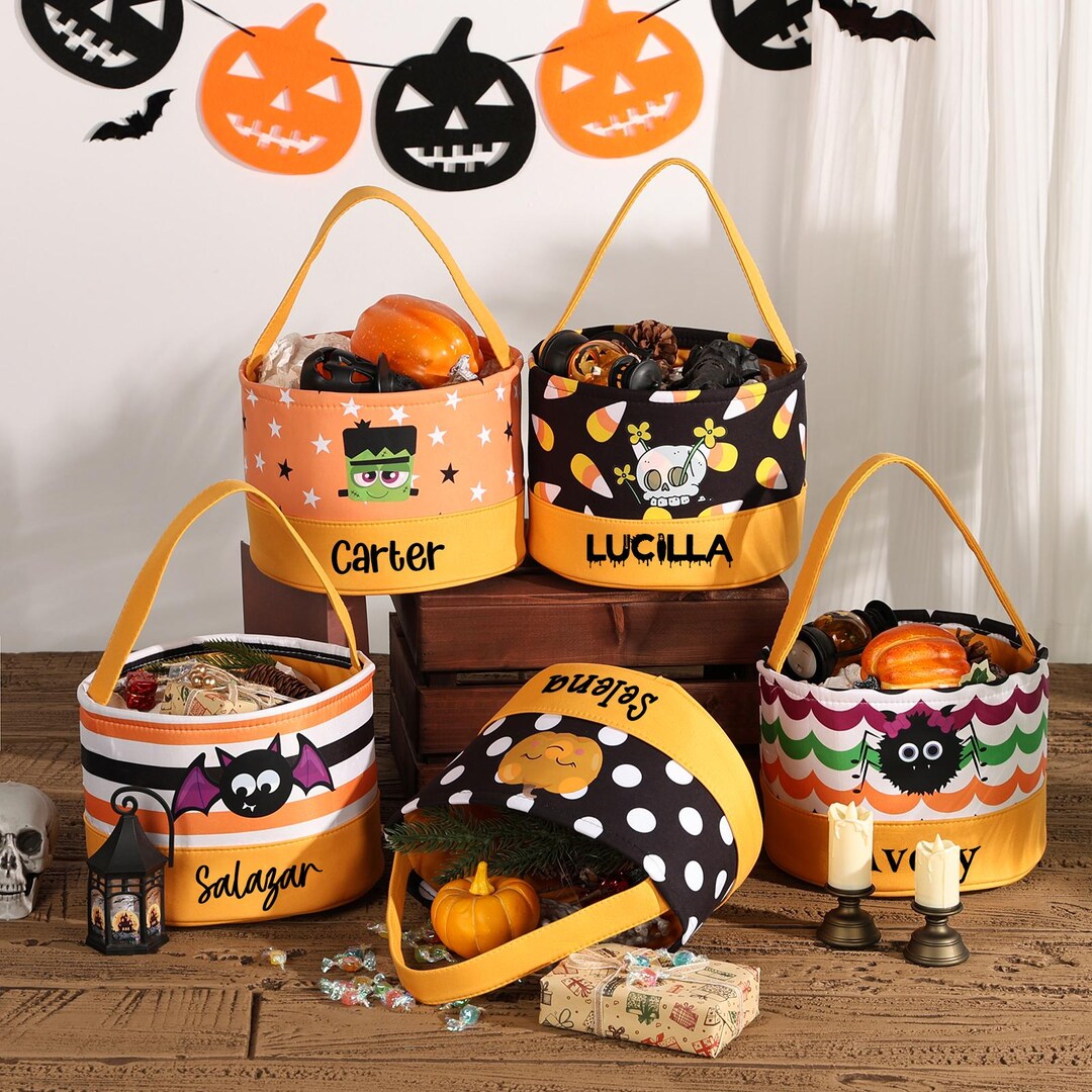 Personalized Trick or Treat Bag, Custom Name Halloween Candy Bucket ...