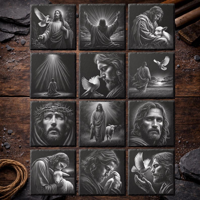 Jesus PNG Bundle Slate Coaster Designs, Laser Engraving Files (digital ...