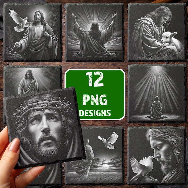 Jesus PNG Bundle Slate Coaster Designs, Laser Engraving Files (digital ...
