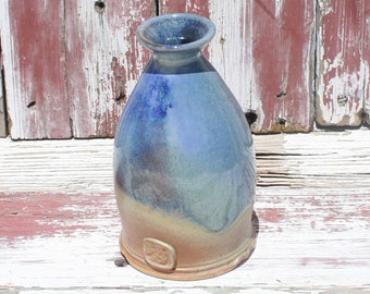 Jarrón azul y dorado hecho a mano: pequeño difusor de aceites aromáticos