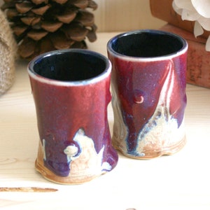 Large Shot Glass Set, 2.5-3.5 ounces, Set of Two Red to Gold Shot Glasses, Cordial and Digestive Glasses, Lemoncello and Liqueur Glasses
