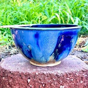 Large Ramen Bowl, 50 ounces, Handmade Blue to Gold Ramen Bowl #13, Wheel Thrown Noodle Bowl, Salad Bowls, Pho and Udon Bowls