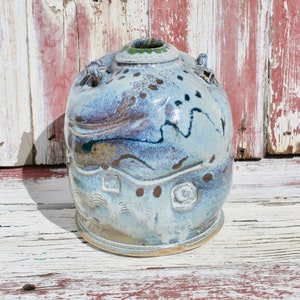 Ceramic Green Vase #37, Bud Vase, Scented Oil Diffuser, Scented Oil Container, Liquor Bottle