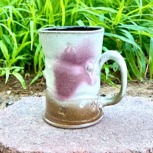 Handmade Stoneware Mug: Rustic White, Lavender Blush, 14 oz