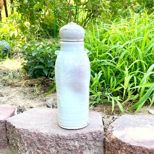Handcrafted White Ceramic Bottle: Olive Oil, Liquor, Diffuser